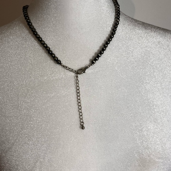 Silver beaded and 4 stone turquoise necklace 11 inches long total NWOT - Picture 5 of 6